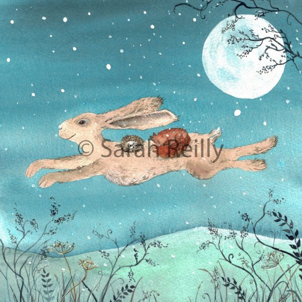 Flight of the Moon Hare by Sarah Reilly Suffolk Artist Love Country by Sarah Reilly