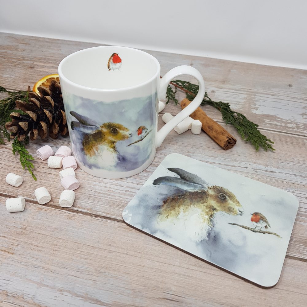 The Hare and The Robin Mug & Coaster Gift Set Love Country by Sarah