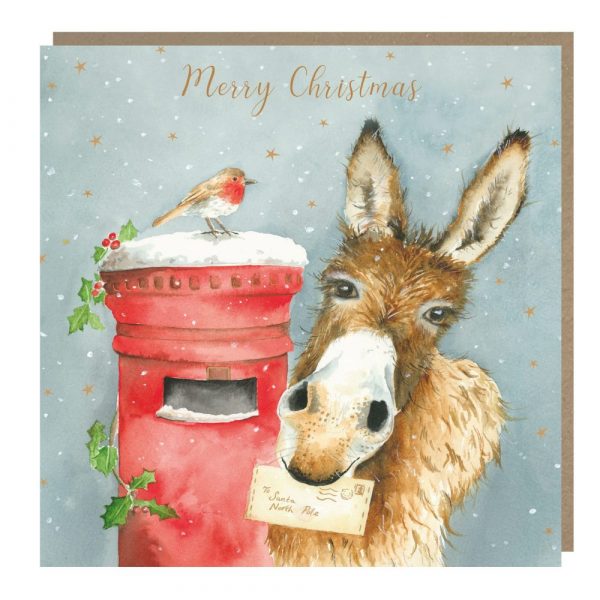 Donkey christmas greeting cards